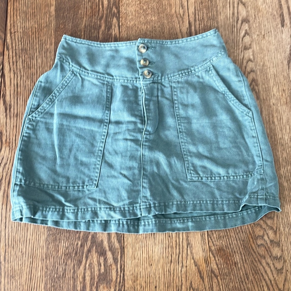 aerie Teal Denim A-Line Skirt